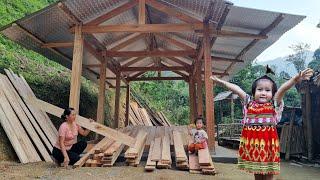 Wood planing process to create a beautiful wall for the wooden house & Harvesting vegetables to sell