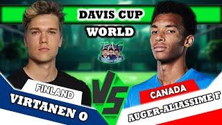 LIVE: AUGER - ALIASSIME  F VS VIRTANEN O  • Davis Cup 2024 #groupstage #final  #tennis #daviscup