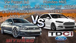 Volkswagen Passat 2.0 BiTDI 4MOTION AWD 240 HP VS  Ford Mondeo 2.0 TDCİ 210 HP-Acceleration 50-200