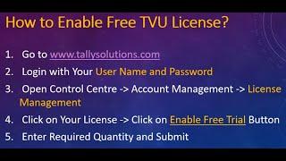 Enable Free Trial of Tally Virtual User (TVU) in Tally.ERP 9