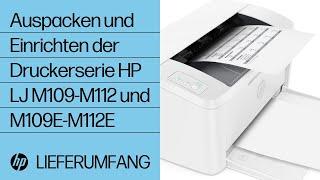 Auspacken und Einrichten der Druckerserie HP LaserJet M109-M112 und M109E-M112E | HP Support