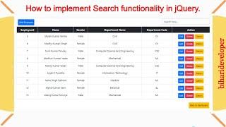 Search functionality in Asp.net Core using jQuery | Search | Searching | CRUD #biharideveloper
