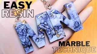 How To Create Marble Effect In Resin Letter Keychains | Resin Art For Beginners Step By Step