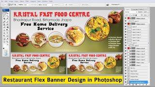 Restaurant Flex Banner Design in Adobe Photoshop cs || Food Flex Banner Design in Adobe Photoshop