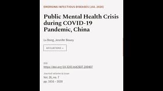 Public Mental Health Crisis during COVID-19 Pandemic, China | RTCL.TV