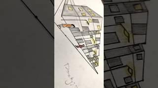 3D building drawing ️ #shorts #3dmodeling #civilengineering #art #3dviews