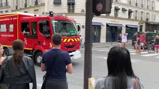 Sapeurs Pompiers De Paris. Fire Engine Responding. Paris Fire Brigade.