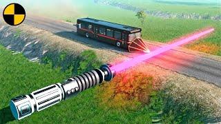 Cars vs Lightsaber  BeamNG.Drive