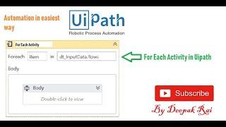 For Each Activity in Uipath | For Each loop in Uipath