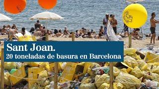 Barcelona expone la basura de la verbena en la playa