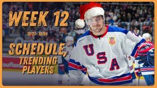 Week 12 Schedule - Hot Streaks + Goaltending