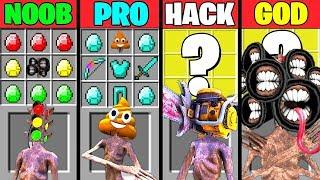 Minecraft Battle: SIREN HEAD LSCRAFT CRAFTING CHALLENGE NOOB vs PRO vs HACKER vs GOD Funny Animation