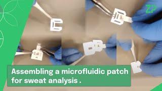 Assembling a microfluidic patch for sweat analysis