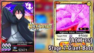 (AOM 35) Sasuke (VS Jigen) VS Giant Boss (Stage 7) Finally US Rank! | Naruto X Boruto Ninja Voltage