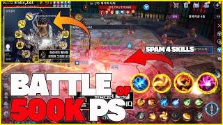 MIR4 KOR TOP1 LANCER (503K PS) VS TOP1 WARRIOR (509K PS) LANCER SPAM 4SKILLS ONLY | LANCER KR OP??