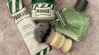 Proraso Green, DE Merkur 34c, Simpson Trafalgar T3 brush