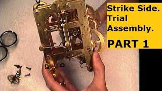 Assemble the STRIKE side of a clock movement. PART 1. Trial Assembly. Beginner How To Clock Repair.