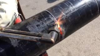 Pipe beveling with a cutting torch oxygen actelyne
