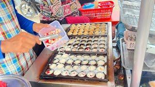 TAKIYAKI Street food in Cambodia, And there are markets selling vegetables, fruits, fish, #food