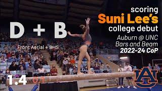 How would Suni Lee’s COLLEGE debut score in OLYMPIC competition? (Auburn @ UNC • 2022-24 CoP)