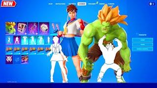 *NEW* Fortnite Street Fighter’s Blanka & Sakura Skins and Built-In Emotes showcase シ