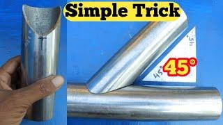 Easy Way Cut Steel Pipe In 45 Degree Without Cut Off Machine