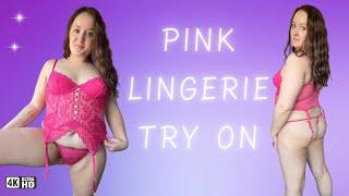 [4K] Pink Lace Lingerie Try On: Curvy Thick Natural Body Edition