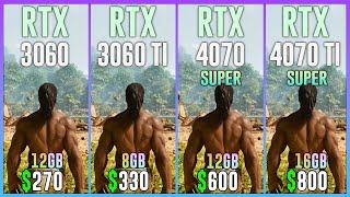 RTX 3060 vs RTX 3060 TI vs RTX 4070 SUPER vs RTX 4070 TI SUPER - Test in 20 Games