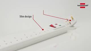 Brennenstuhl 6-Way Extension Lead with surge protection (2m cable, with 90° angle of sockets)