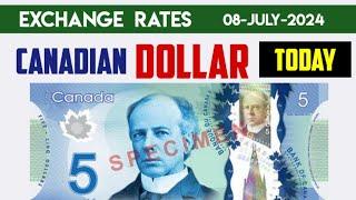 Canadian Dollar Exchange rates Today JULY 08,2024 USDCAD cad to usd Cad to inr