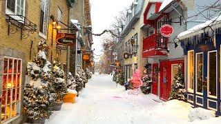 [4K] Alice in Winter Wonderland Midnight Snowstorm in Old Quebec City️ Feb. 2023