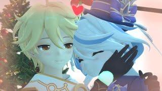 Aether & Furina when its mistletoe kiss 【Genshin Impact Animation】