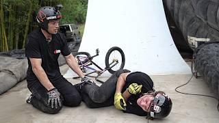 Insane Crash on World's Biggest Inflatable Mega Ramp!