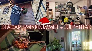 FRAM MED ALLA TOMTAR, DET ÄR JUL! Storstädar sminkrummet och lagar koreansk mat - vloggvecka #2 