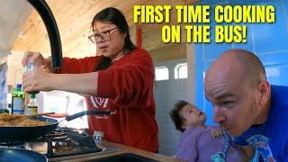 Our FIRST meal on our tiny home! (plumbing & propane bus conversion)