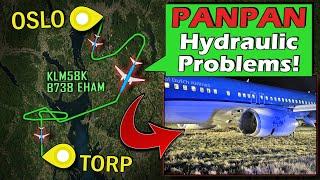 KLM B738 VEERS OFF THE RUNWAY | Hydraulic Issues on Takeoff