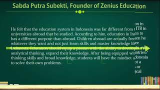 SABDA PS, FOUNDER OF ZENIUS EDUCATION