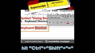 Word Tutorial: Superscript with Keyboard Shortcut #wordtutorial #آموزش_ورد #word #superscript