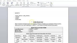 2.  Inserting Merge Fields