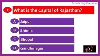 QUIZ ON CAPITALS OF STATE AND UNION TERRITORY OF INDIA || GENERAL KNOWLEDGE QUIZ