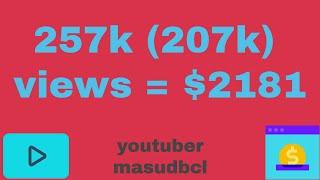 First 1000$=207k views from #youtube monetization program. #youtuber earning. #youtubers payment.