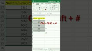 Convert Number in Date Format Shortcut in excel  || Advance excel || #excel #shortfeed #education