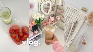 Pinterest IT girl  desk makeover, 6am mornings, k-beauty haul, coquette cake, studying