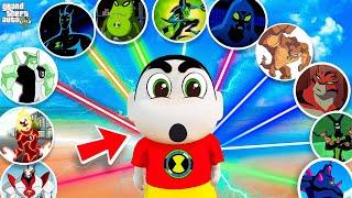 Shin chan Got all Ben 10 Powers & Became Top Dangerous Alien by Ben10 Watch in Gta 5 in Telugu