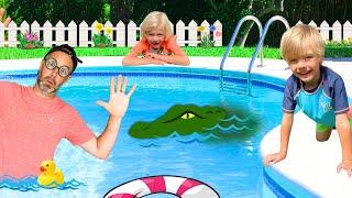 We Found a POOL MONSTER with Sky & Finn | Kids Pool