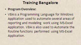 Excel Macros and VBA Programming Training Bangalore