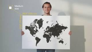 World Map Pin Board - Black/white | Trip Map