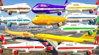 GTA V: Every Boeing 747 Old School Style Jet Airplanes Los Santos Airport Crash and Fail Compilation