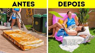 Ideias incríveis de decoração DIY para quintais e truques para ambientes externos