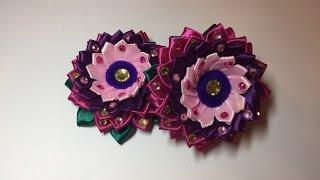 Канзаши резиночка цветок из лент/МК/ Scrunchy with kanzashi flowers /DIY/ Новинка